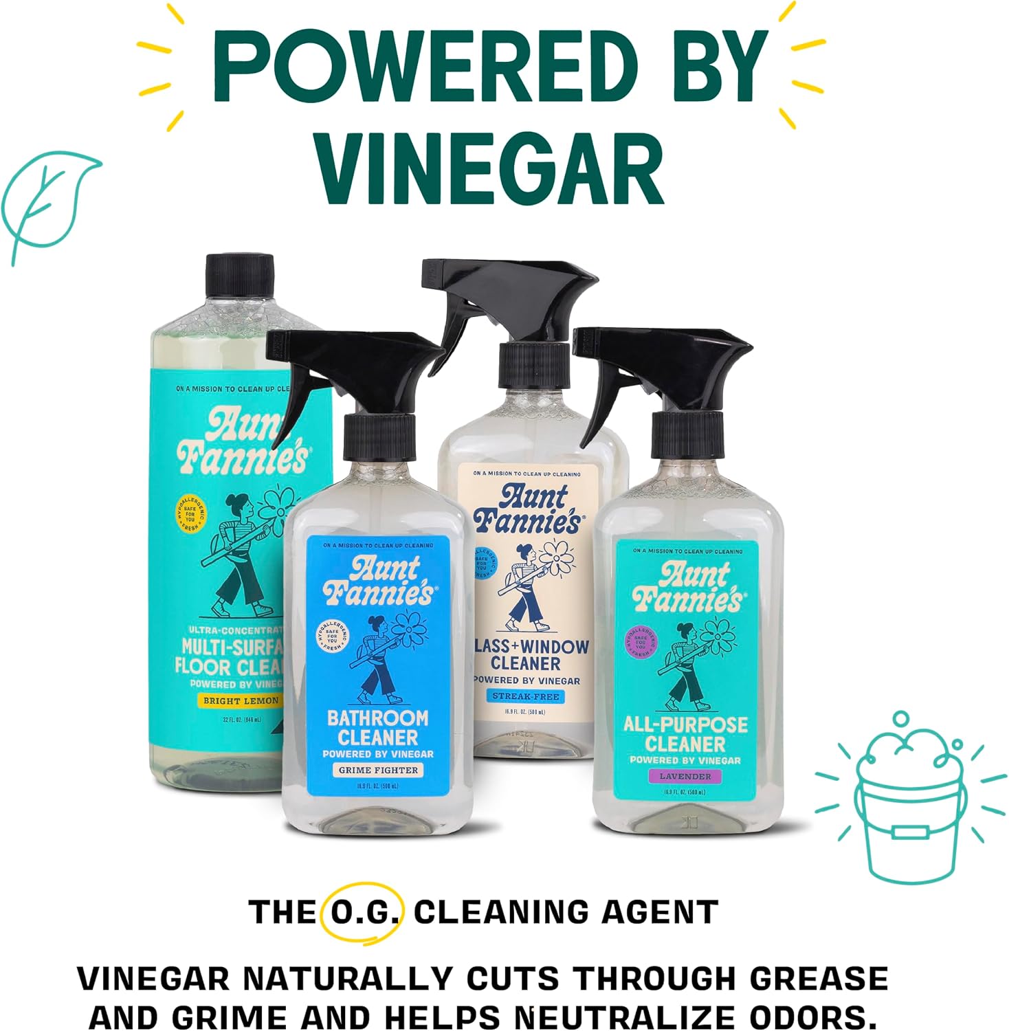 Aunt Fannie's All Purpose Vinegar Cleaner Spray, Lavender, Pack of 1 | Cuts Grease & Grime, No Harsh Residue, Safe for Kitchens Bathrooms Windows Counters & Sealed Areas, Kid and Pet Safe