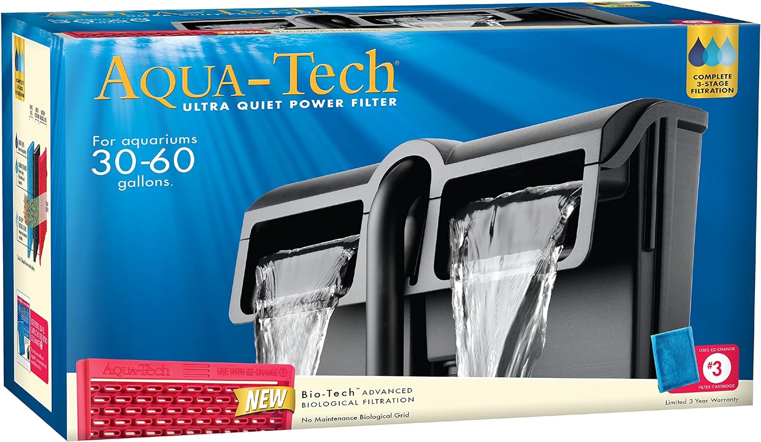 Aqua-Tech Ultra Quiet Power Filter, For Aquariums 20-40 Gallons