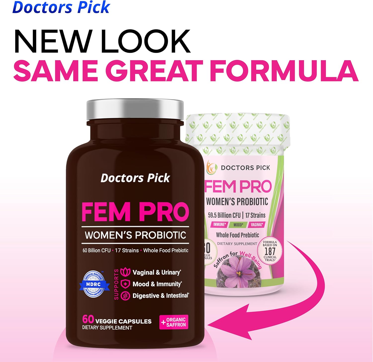 Fem Pro Probiotics for Women. 17 Clinically Effective Strains for Vaginal, Digestive & Immune Support, Urinary Tract Health