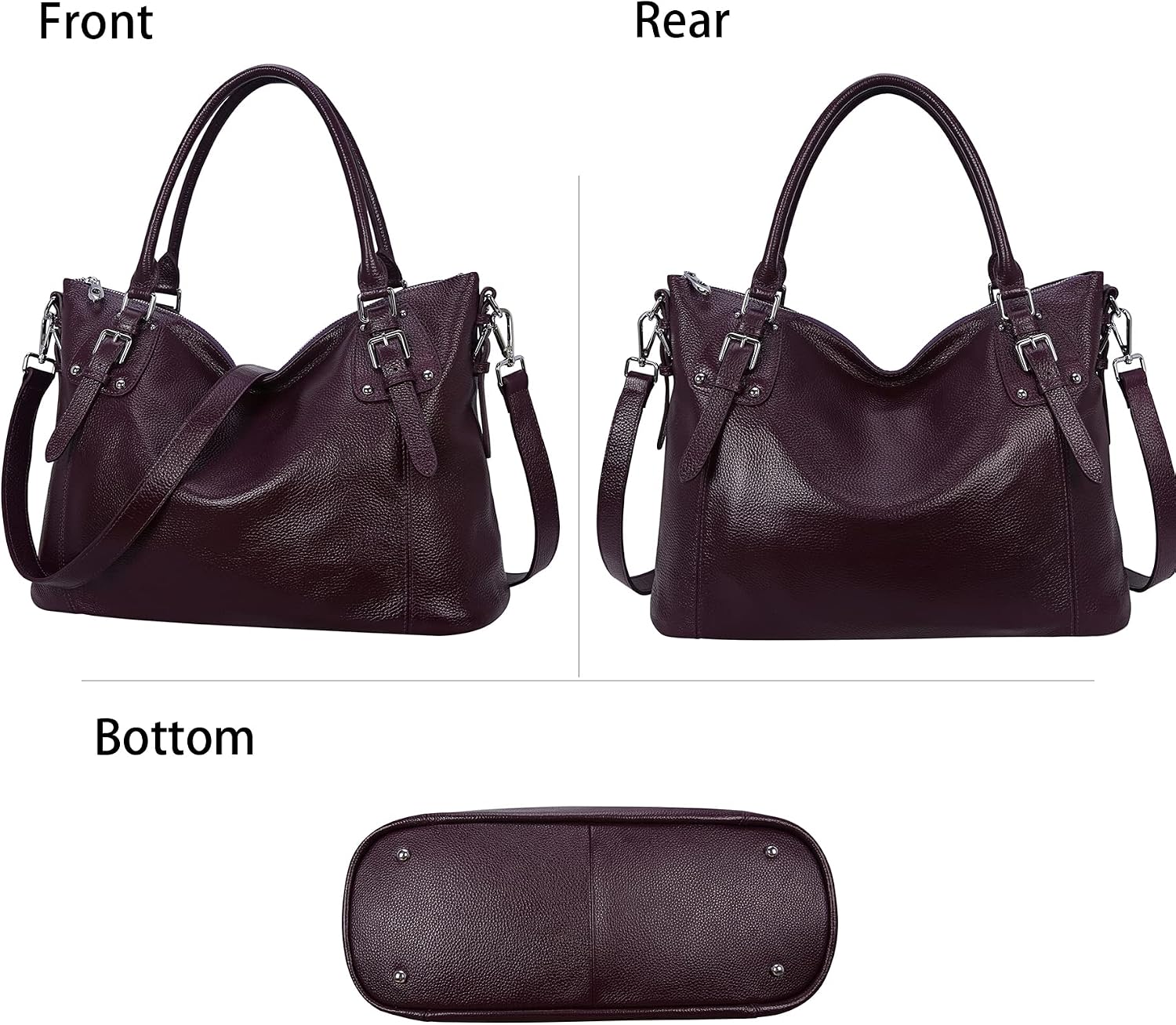 HESHE Leather Purses and Handbag for Women Shoulder Bag Tote Top Handle Bag | Genuine Designer Large Capcity Hobo Crossbody Satchel Travel Work Ladies Zippered Ladies Daily Bag Adjustable Long Strap