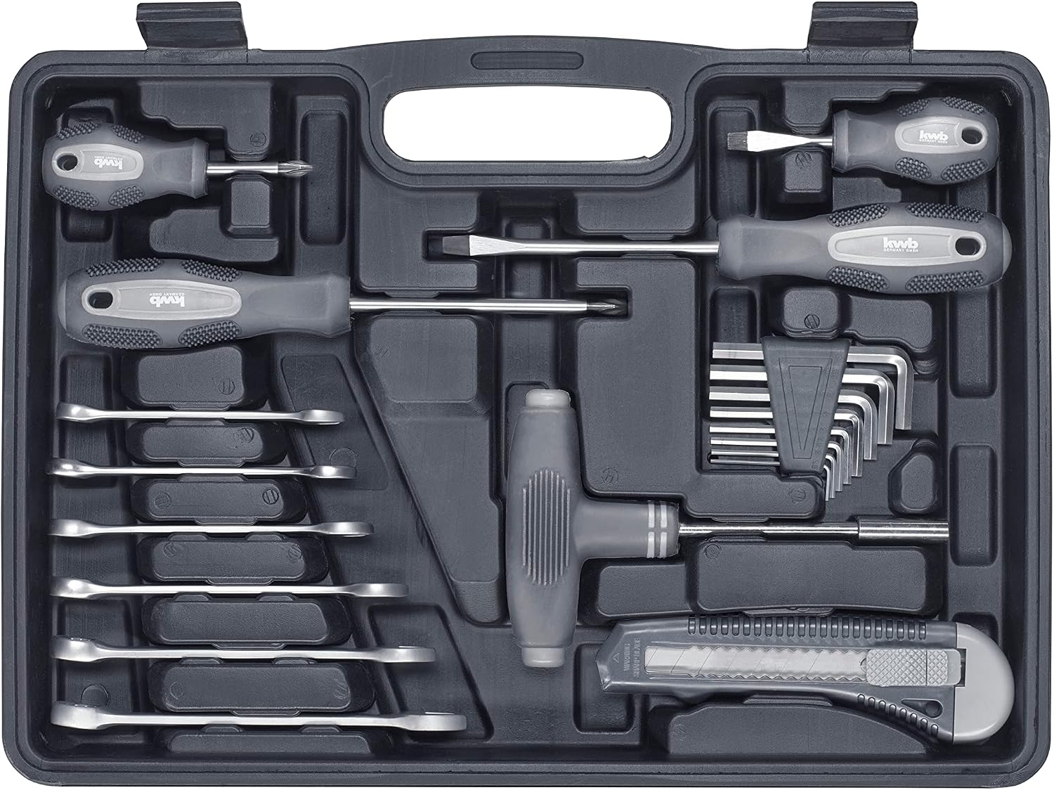 kwb Tool box made of robust hard plastic including 63-piece high-quality tool set as a solid basic equipment for light applications in the home
