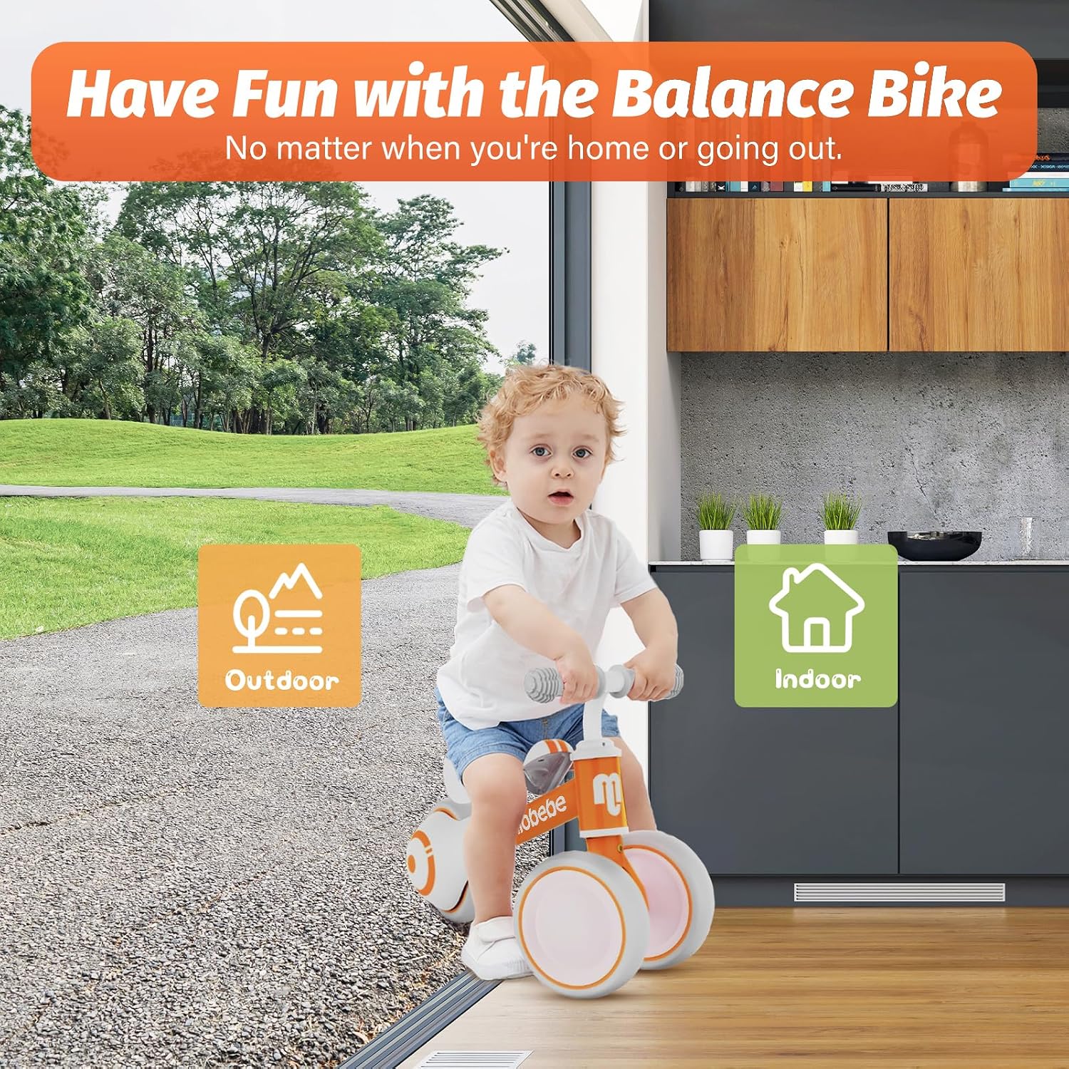 Baby Balance Bike, Cute Toddler Bikes 12-36 Months Gifts for 1 Year Old Girl Bike to Train Baby from Standing to Running with Adjustable Seat Silent & Soft 3 Wheels