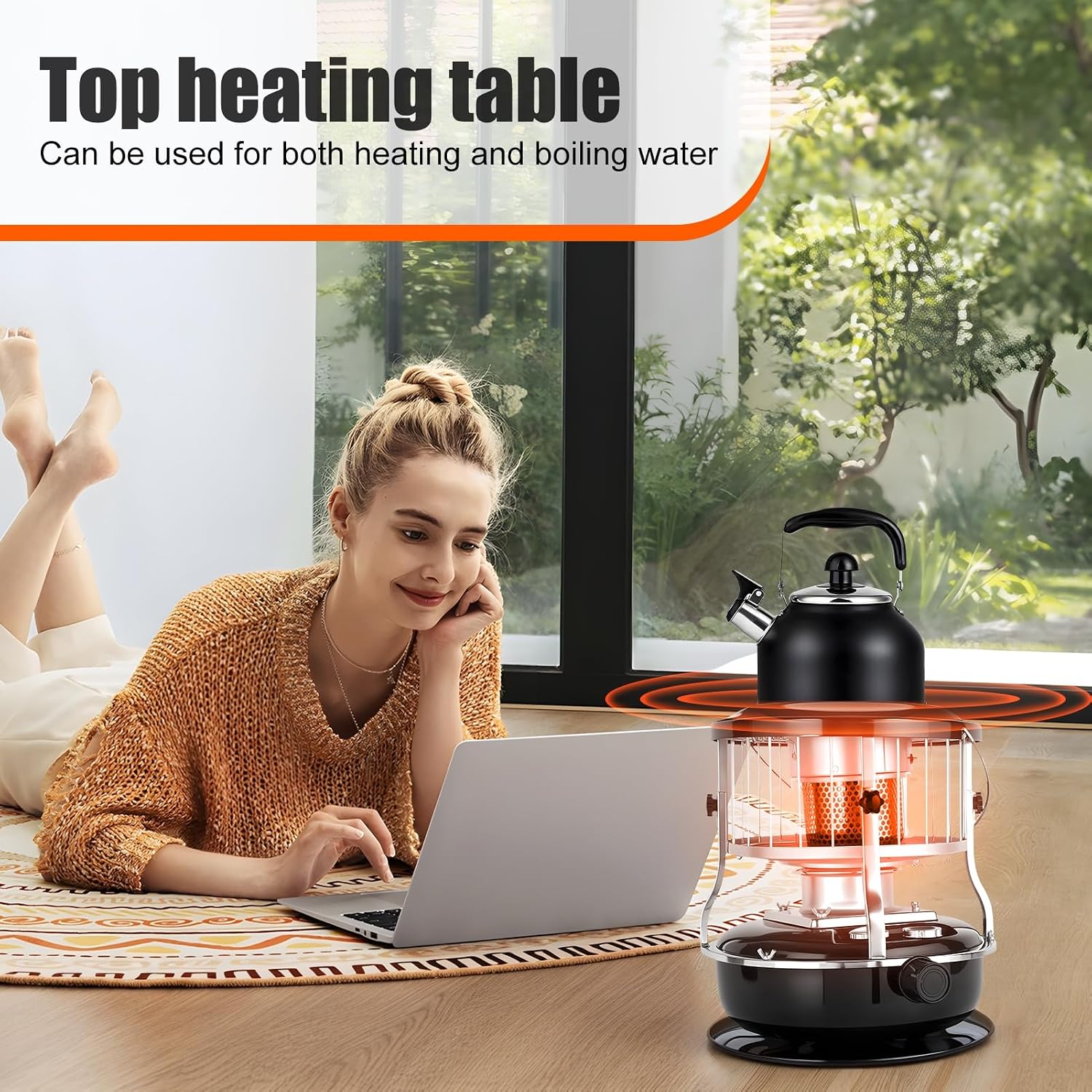 9000 BTU Portable Kerosene Heater - Indoor Safe & Outdoor Use for Camping, Emergency Heat, Cooking | No Electricity Needed | Black Army Green