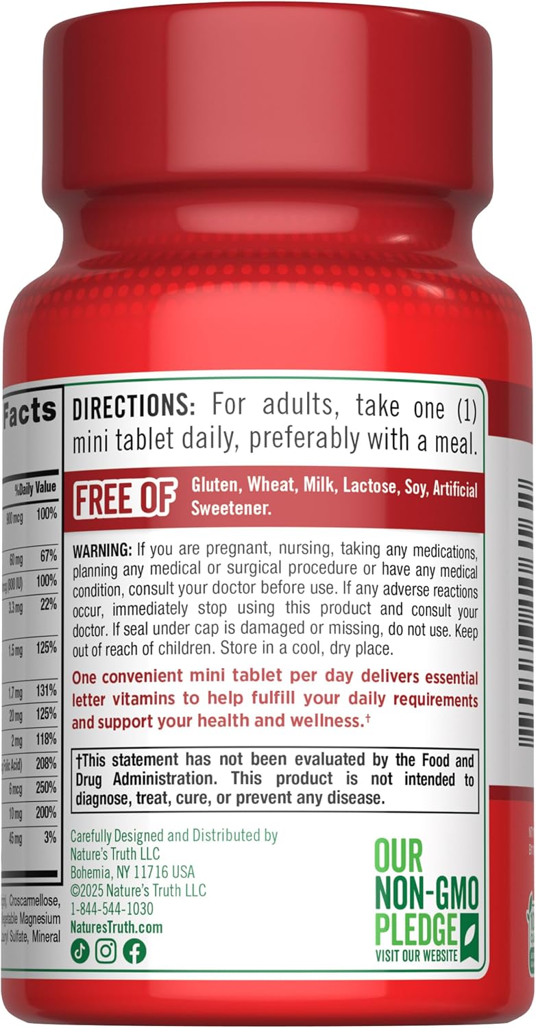 Nature's Truth One Daily Multivitamin | 100 Mini Tablets | for Men and Women | Non-GMO & Gluten Free Supplement | for Men and Women | Non-GMO &