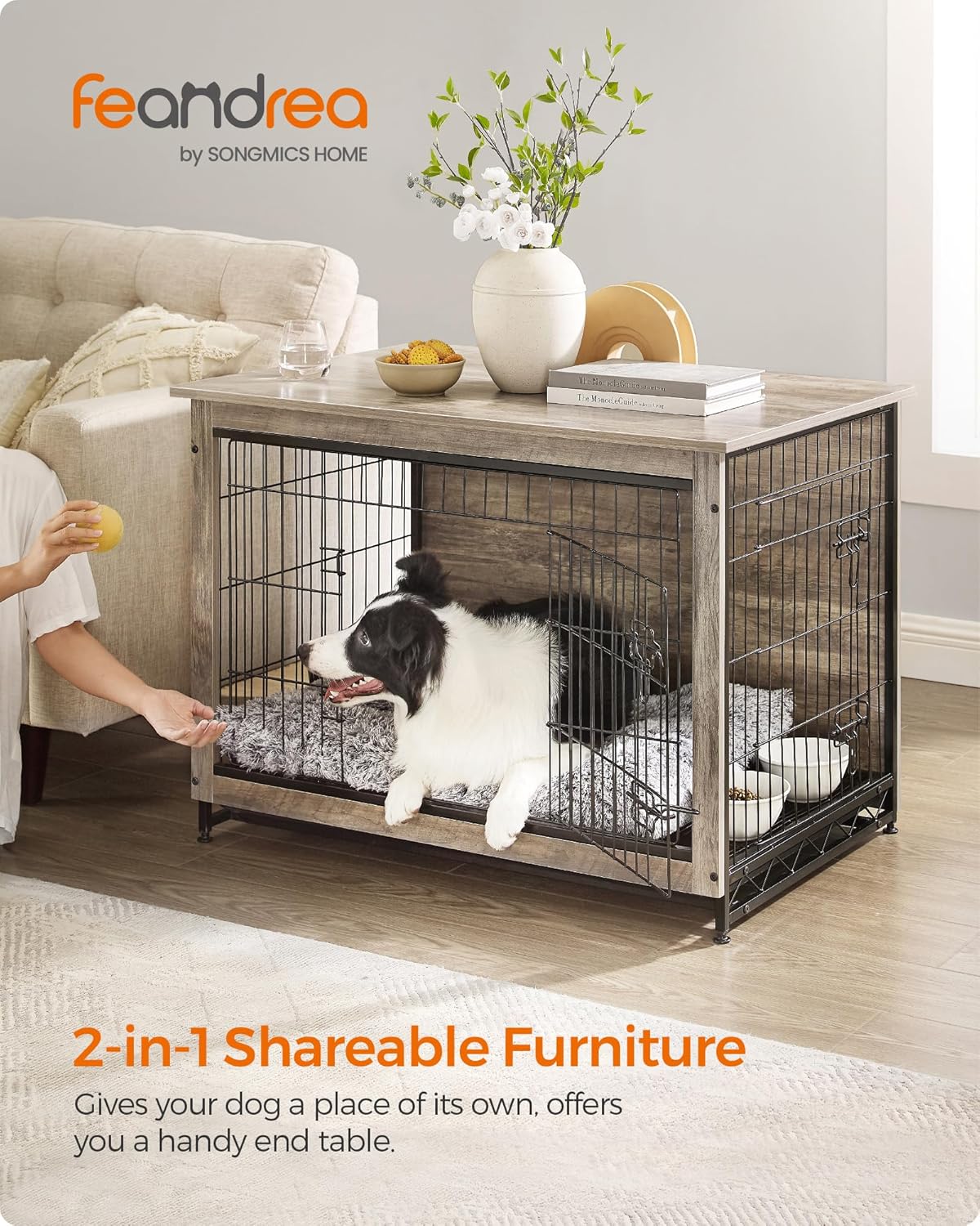 Feandrea 27.2" Dog Crate Furniture, Indoor Dog Kennel Side End Table