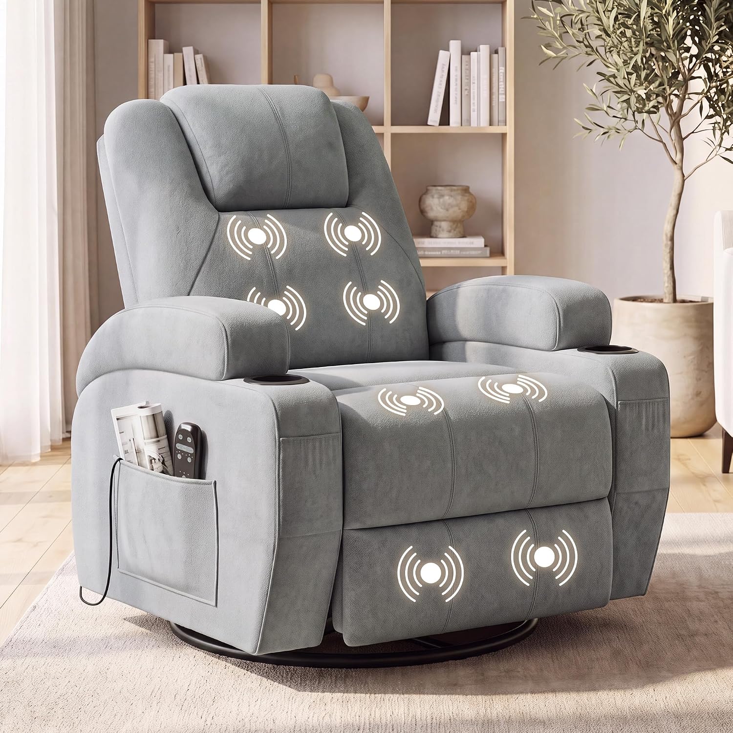 Flamaker Rocking Chair Recliner Chair with Massage, Rocking Chair Nursery