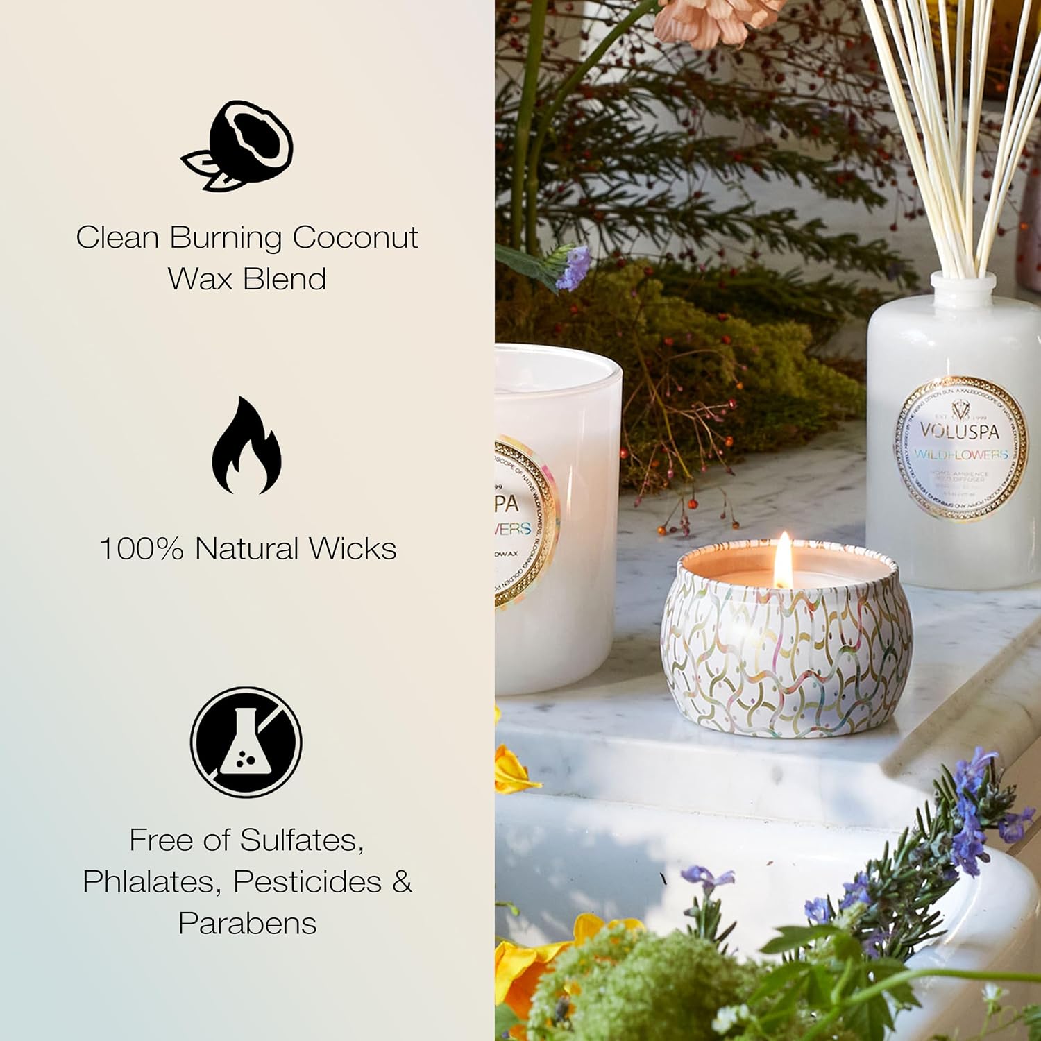Voluspa Baltic Amber Candle | Mini Tin | 4 Oz. | 25 Hour Burn Time | Coconut Wax for a Cleaner Burn