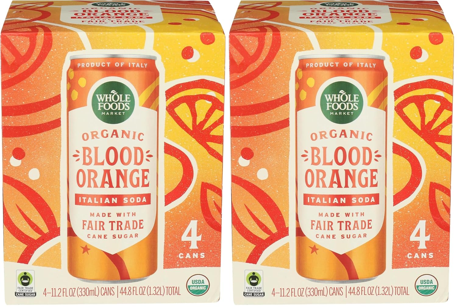 Whole Foods Market Blood Orange Italian Soda, 11.2 Fl Oz, 4 Pack | 4 Pack, Organic