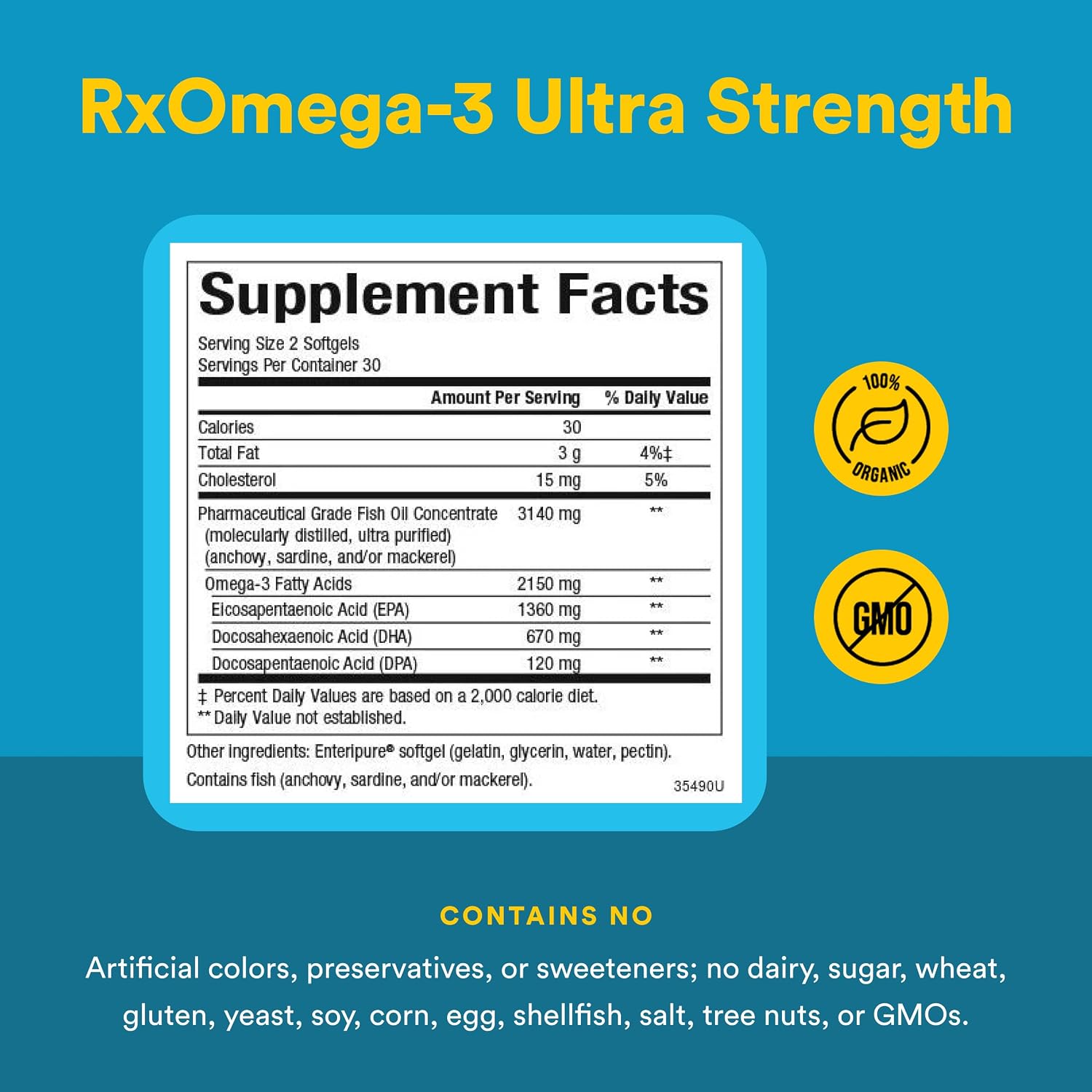 Natural Factors RxOmega-3 Ultra Strength - Dietary Supplement for Brain & Heart Health Support - Eye Health Supplement with EPA & DHA - Supplement with Omega-3 Fatty Acids - 150 Softgels (75 Servings)