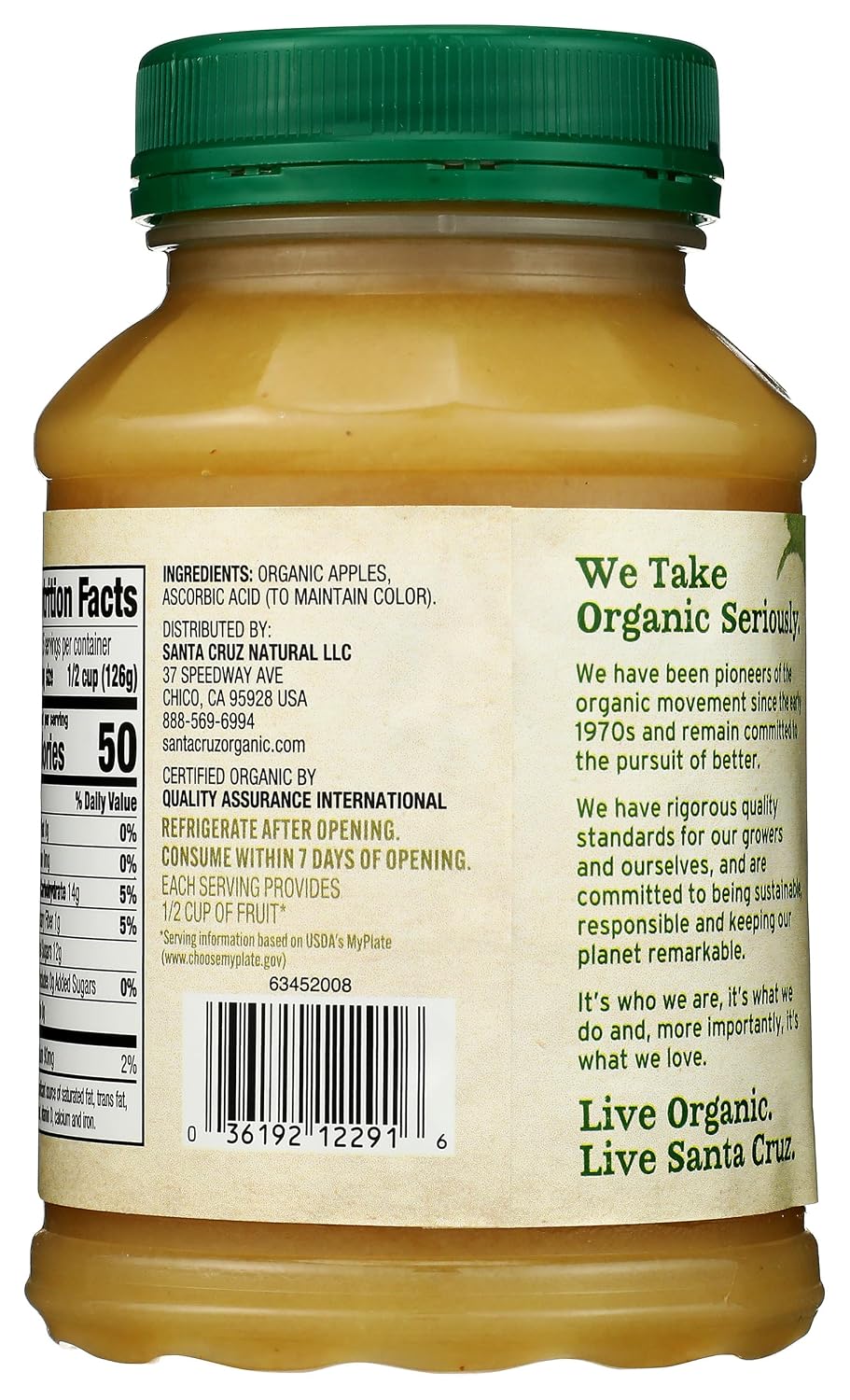 Santa Cruz Organic, Apple Sauce Organic, 23 Ounce