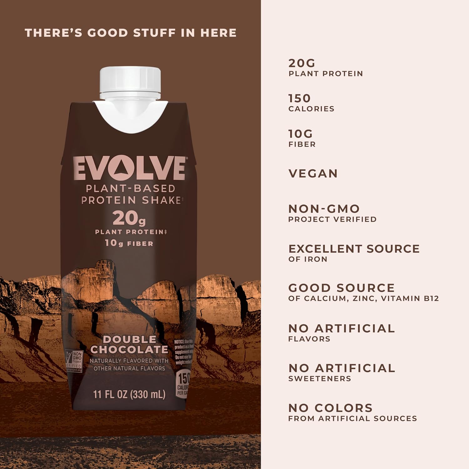 Evolve Plant Based Protein Shake, Café Mocha, 20g Vegan Protein, Dairy Free, No Artificial Sweeteners, Non-GMO, 10g Fiber, 11oz, (12 Pack) (Formula May Vary)