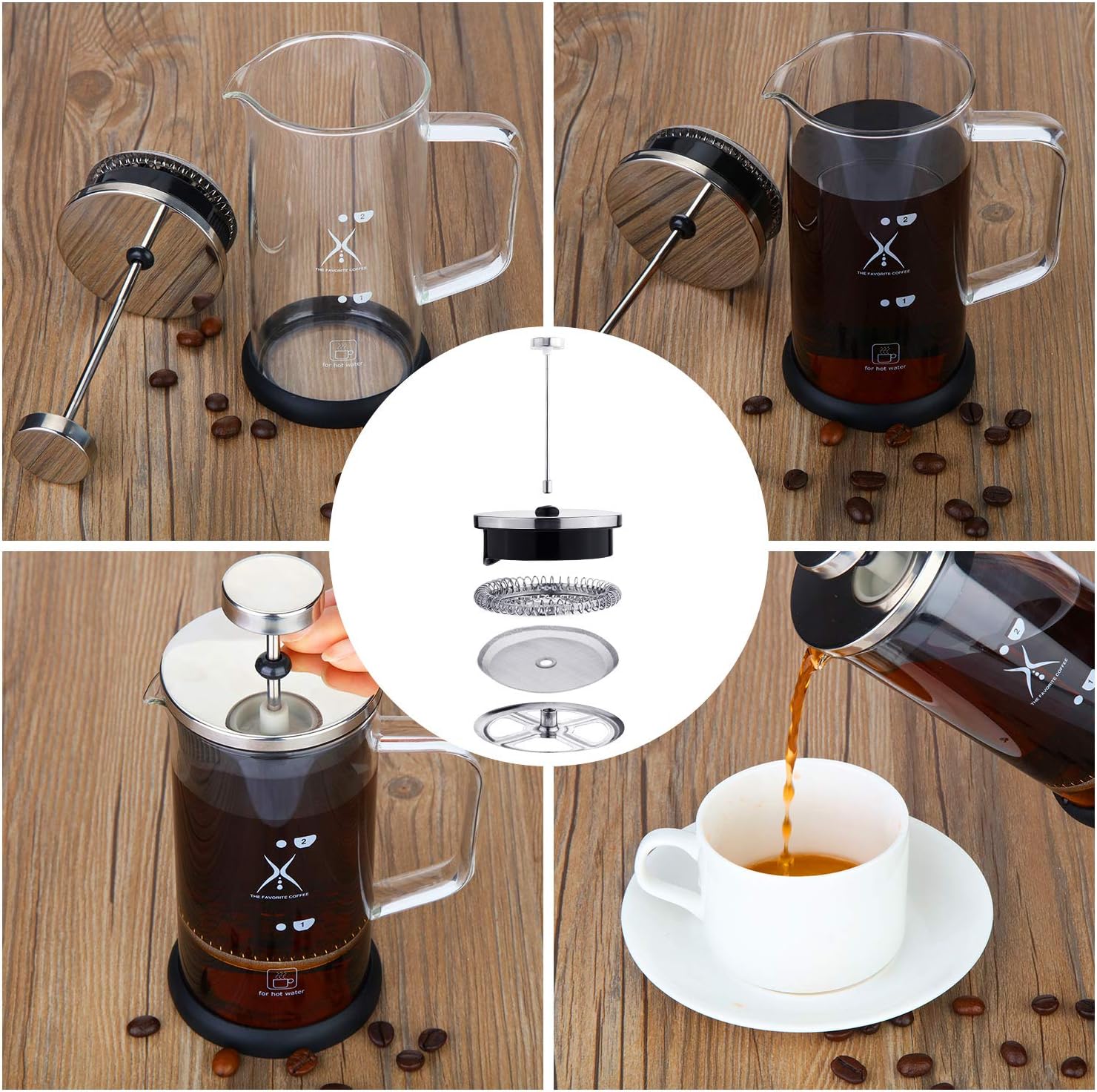 Boao 6 Pcs French Press Filters Replacement Mesh Screen Stainless Steel
