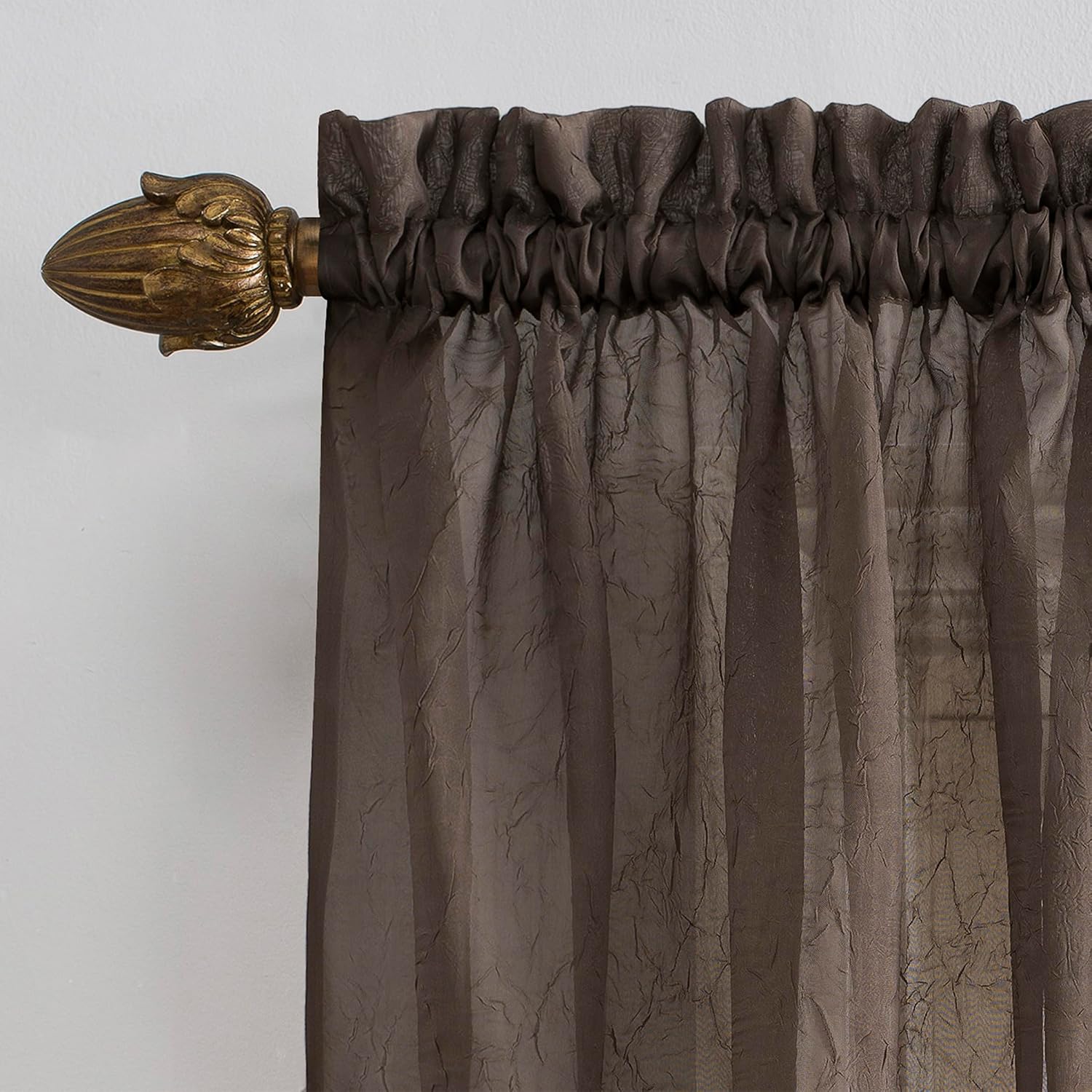 No. 918 Erica Crushed Sheer Voile Rod Pocket Curtain Panel, 51" x 108", Eggshell Off-White