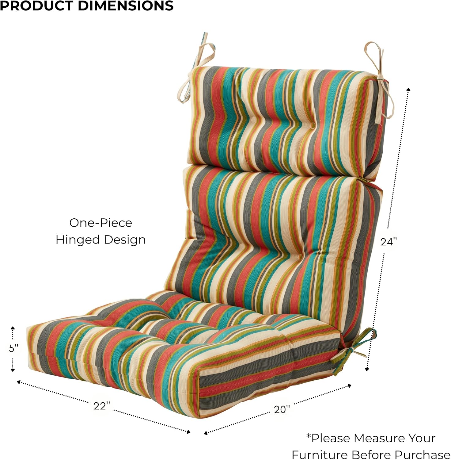 Greendale Home Fashions Outdoor 44x22-inch High Back Chair Cushions (Set of 2), Cement