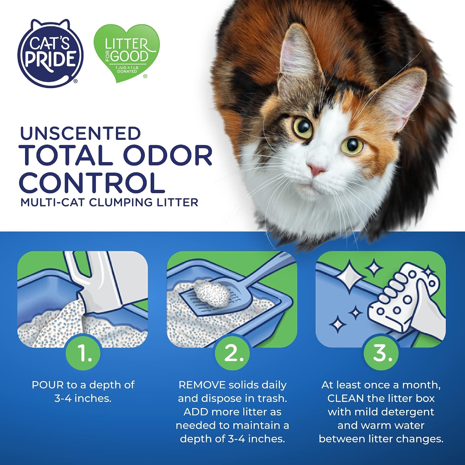 Cat's Pride Total Odor Control, Max Power, Clumping Litter Scented 15lb