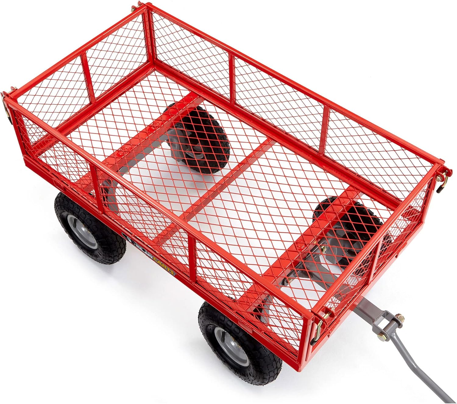 Gorilla Carts 800-Pound Capacity Heavy Duty Steel Mesh Versatile Utility Garden Wagon with Easy Grip Handle for Outdoor Hauling, Red, Model GOR800-COM | 800-lb Capacity Steel Utility Garden Cart for Homeowners and Contractors Hauling Firewood, Bricks and…