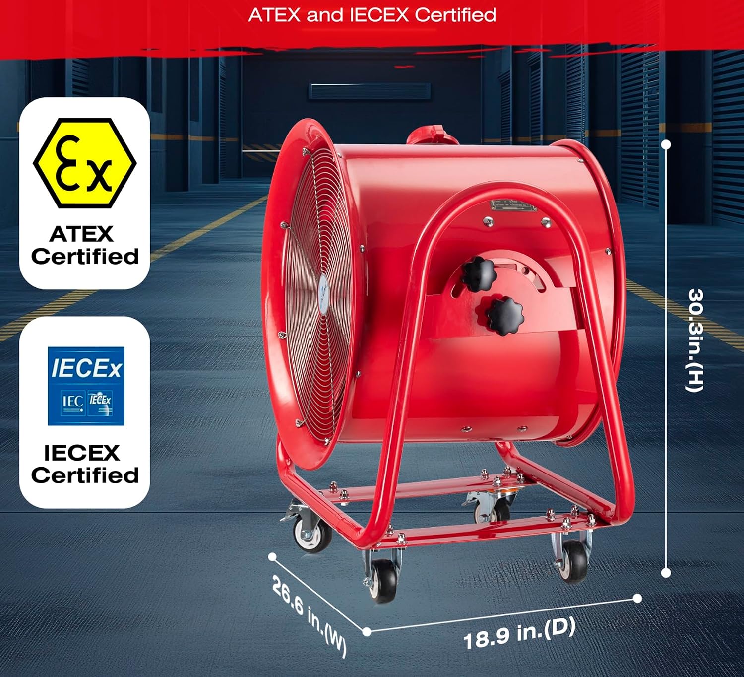 iLiving - ILG8EF12EX Explosion Proof Utility High Velocity Blower, Fume Extractor, Portable Exhaust and Ventilator Fan, Air Ventilation with 2720 CFM