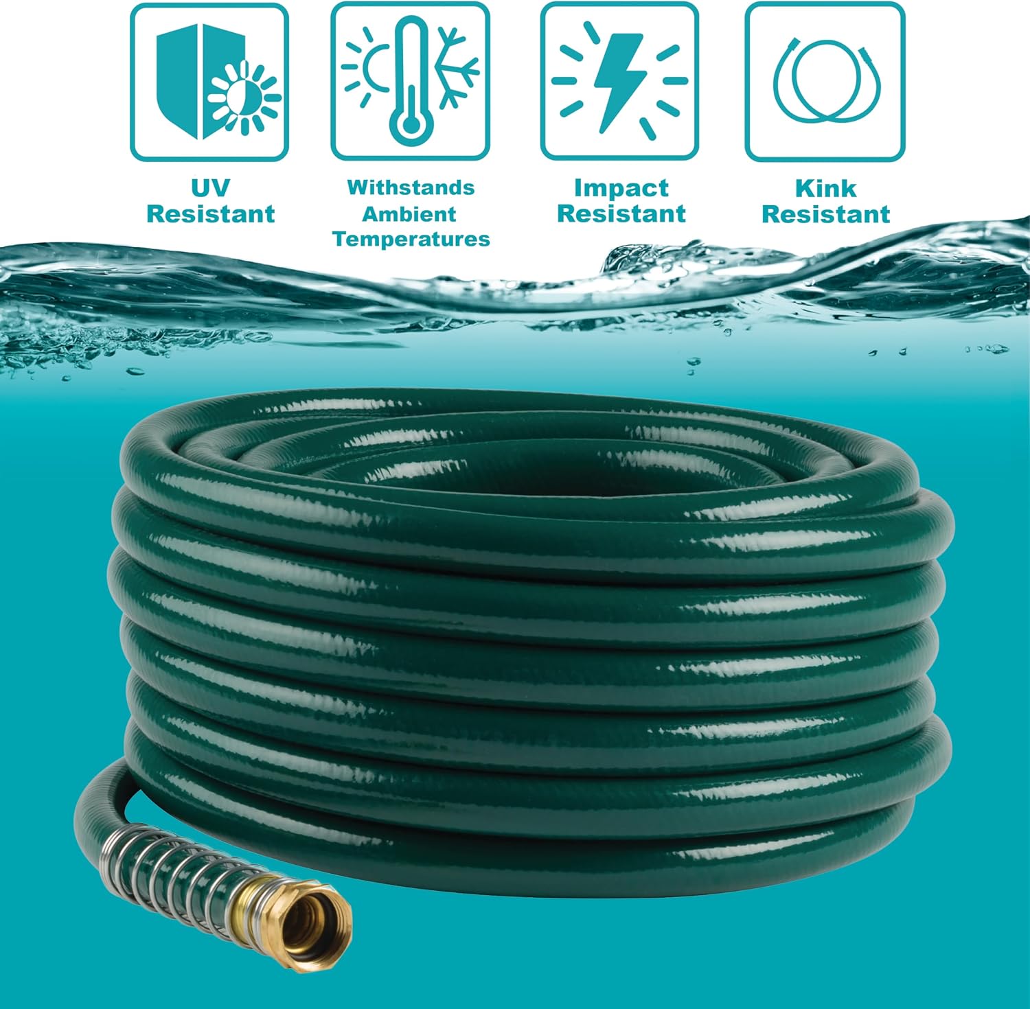 Gilmour 864751-1001 75ft Heavy Duty Flexogen Garden Hose, 5/8" Diameter | Heavy Duty Build, 500 PSI, Kink-Resistant Layers, Brass Fittings, All-Weather Durability, Made in USA
