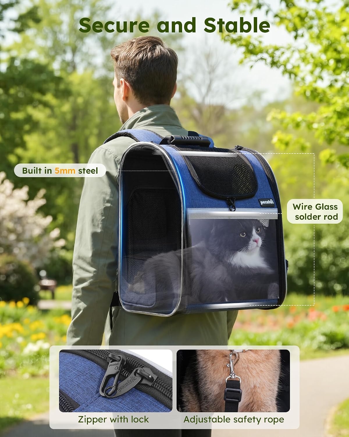 pecute Cat Backpack Expandable, Cat Carrier Backpack with Breathable Window