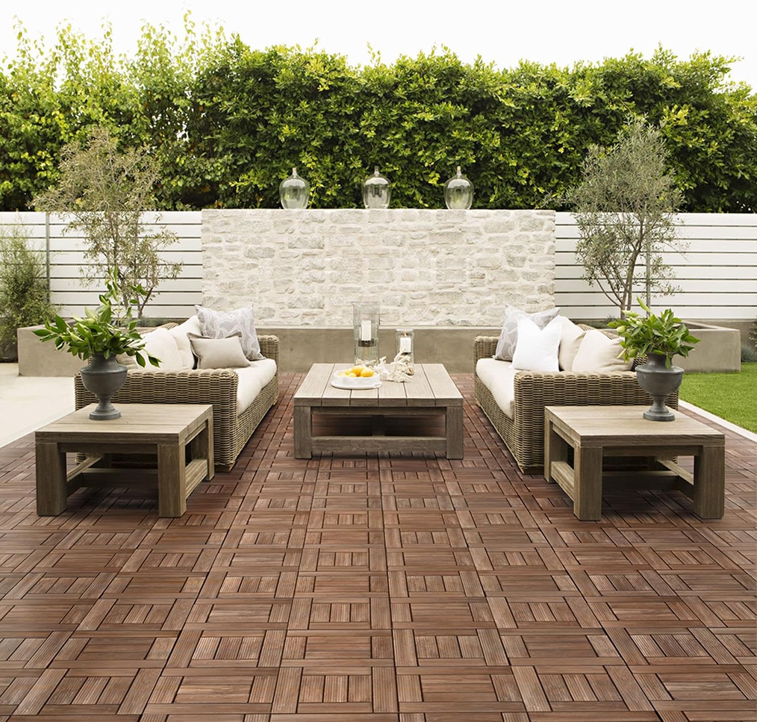 Yaheetech 27PCS Patio Floor Tiles Outdoor Interlocking Deck 12 x 12in,Wood