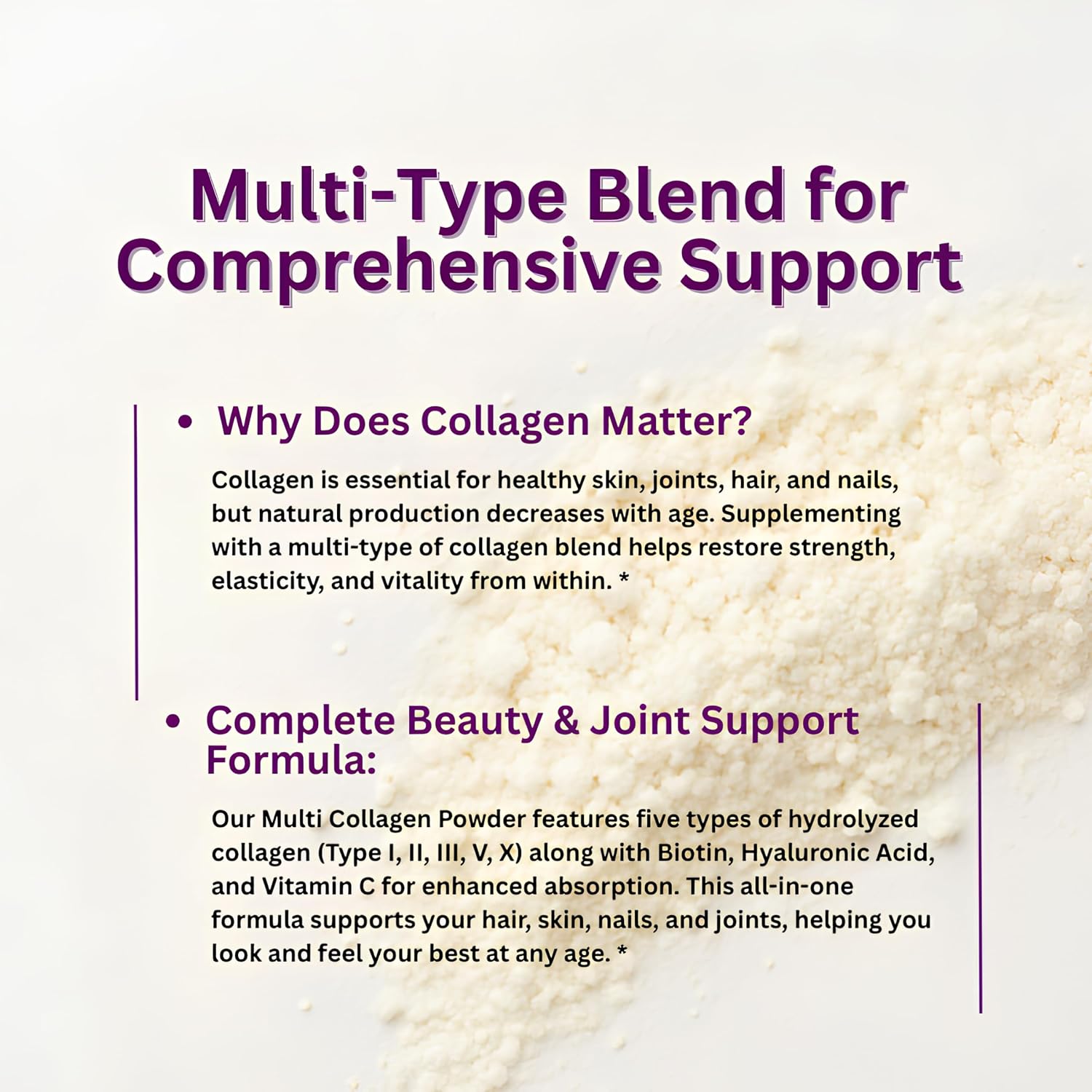 Micro Ingredients Multi Collagen Peptides Powder, 2lb (82 Servings) | Hydrolyzed Type I, II, III, V, X with Biotin, Hyaluronic Acid & Vitamin C. Unflavored Collagen for Women & Men, Easy Dissolve