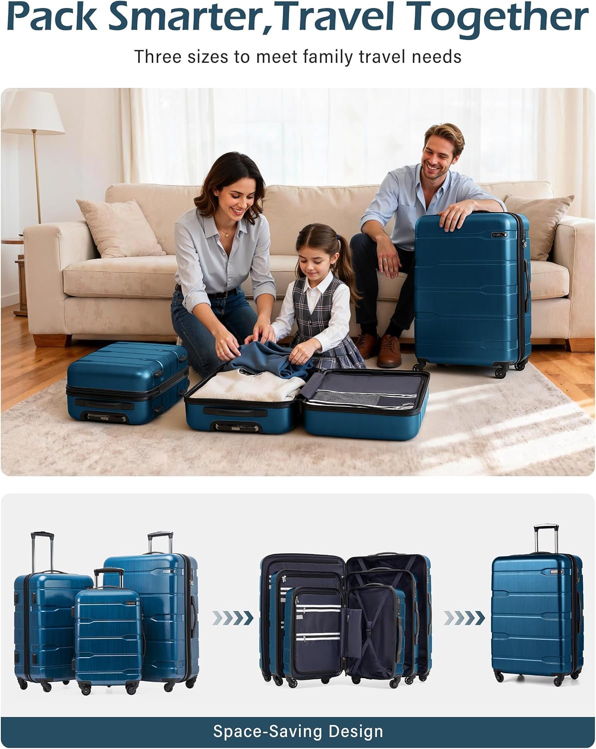 Coolife Medium Checked Luggage Hardside Suitcase with Spinner Wheels, 24in | Lightweight ABS+PC, Rolling Travel Suitcase with TSA Lock, Spinner Wheels, Durable Zipper, Charcoal