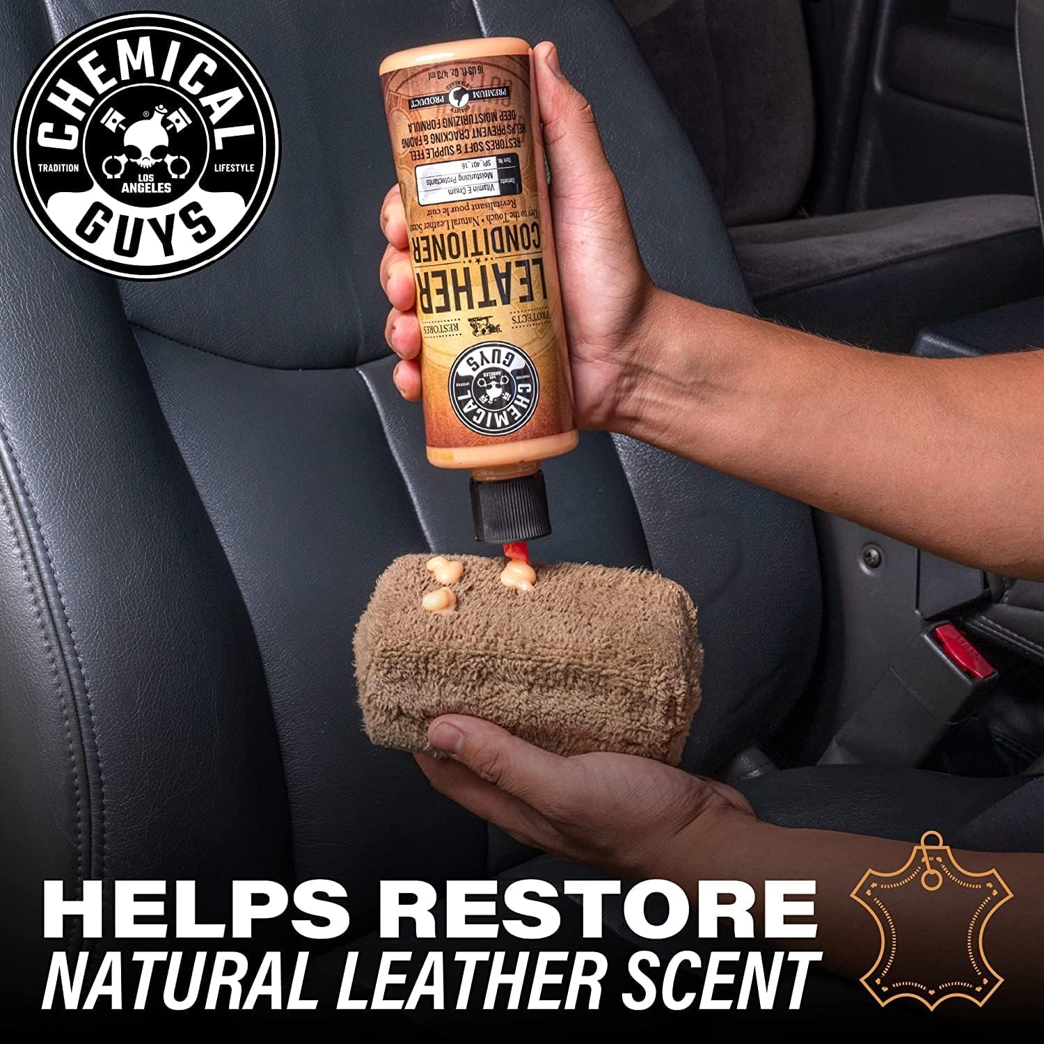 Chemical Guys, Vintage Series Leather Conditioner for Car Interiors, 16 oz | Nourishes and conditions natural, synthetic and faux leather seats, keeping them soft, supple and protected