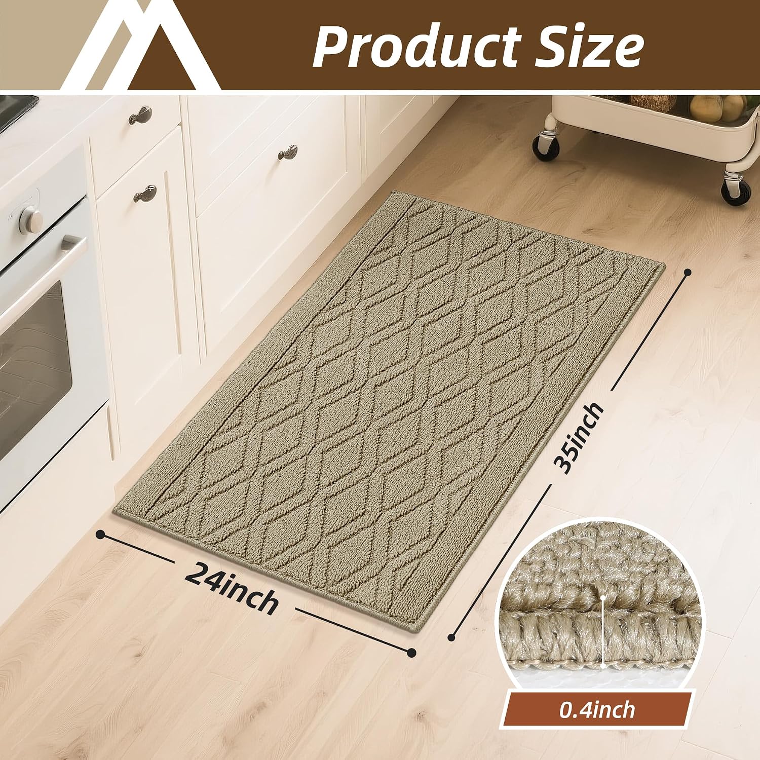 COSY HOMEER 48x20Inch/30X20Inch Kitchen Rug Mats,Grey