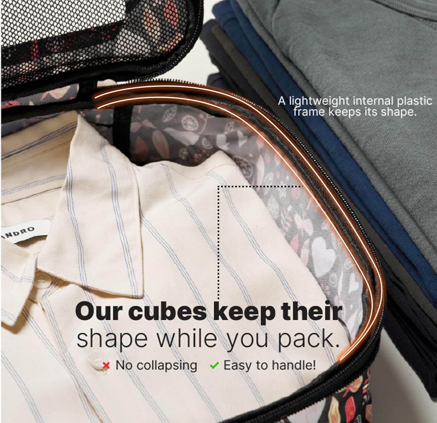 LeanTravel Premium Compression Packing Cubes for Travel - Suitcase Organizer Bags with Double Zipper & Breathable Mesh Panel - Space Saving Carry On Luggage Essentials (6-Pack, Grey)