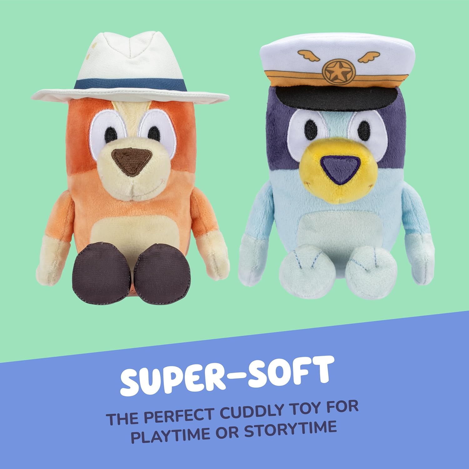 Bingo & Bluey Plush Toys 2-Pack, Soft Deluxe Fabric, Embroidered