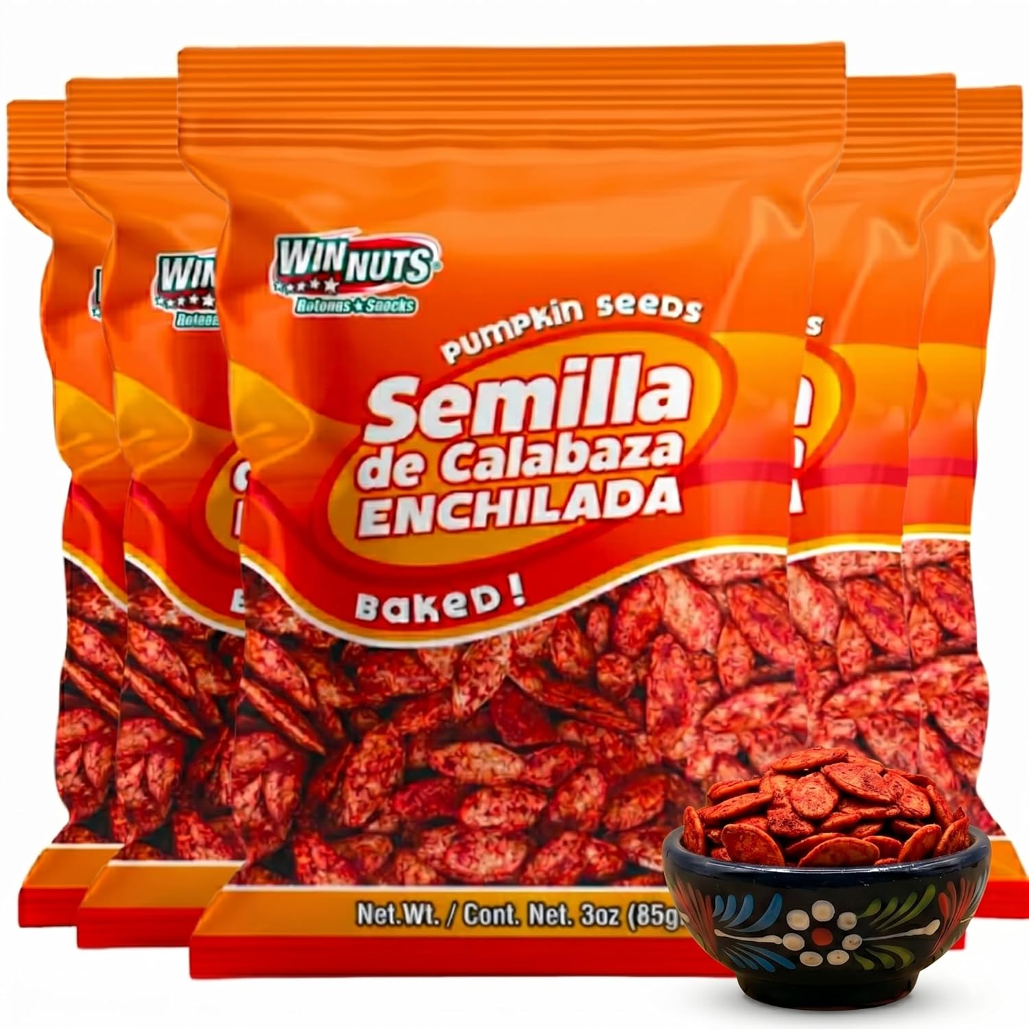 WINNUTS Roasted & Salted Pumpkin Seeds to Eat (5 Pack, 3.52 Oz Each) | Pepitas Roasted Salted | Crunchy Energy Snack, Perfect for Salads & Topping | On-The-Go Pouches