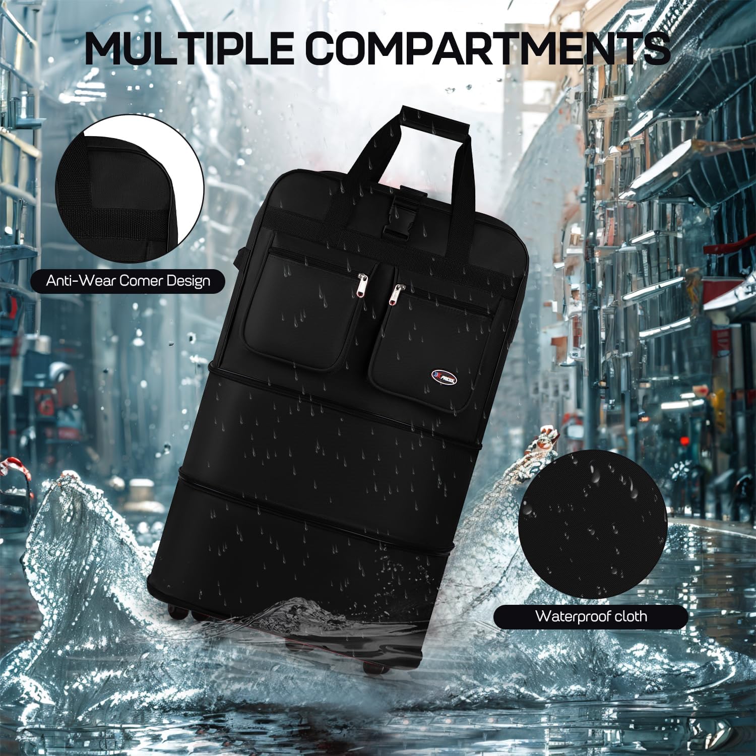 40'' Expandable Rolling Duffel Bag Suitcases w/Wheels,Foldable Luggage Bag