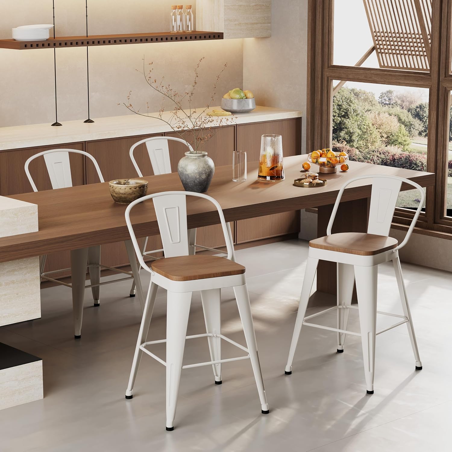 Aklaus Metal Bar Stools Set of 4