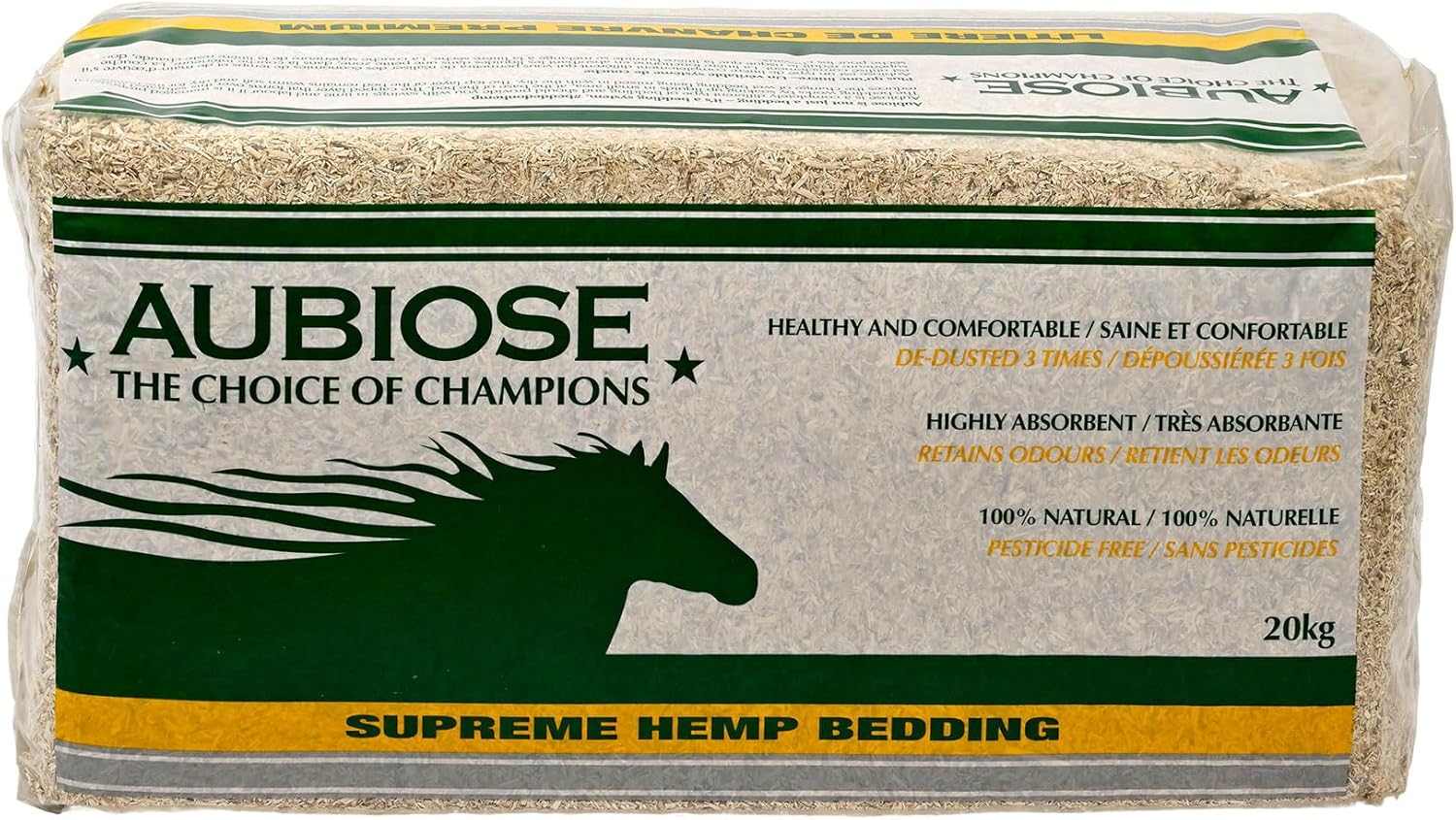 Aubiose French Hemp Bedding 44lb — Chicken Coop & Horse Stall Bedding | Ultra Low Dust, Odor Control