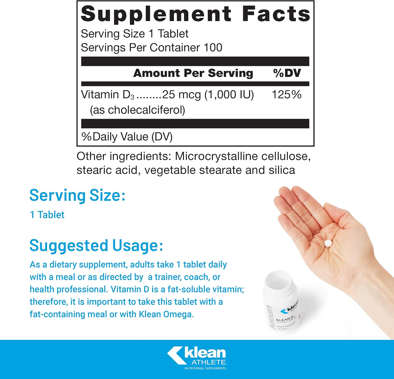 Klean Athlete Klean-D, 100 Tablets