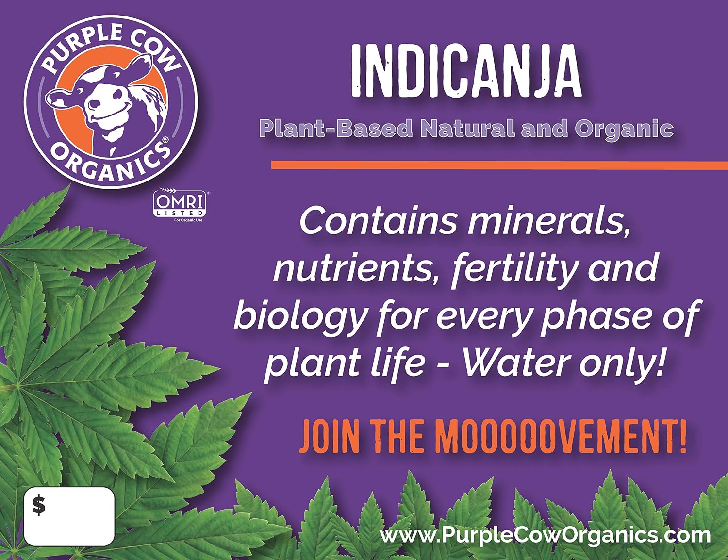 Purple Cow Organics IndiCanja 1 Cubic Foot Bag, Organic Living Soil