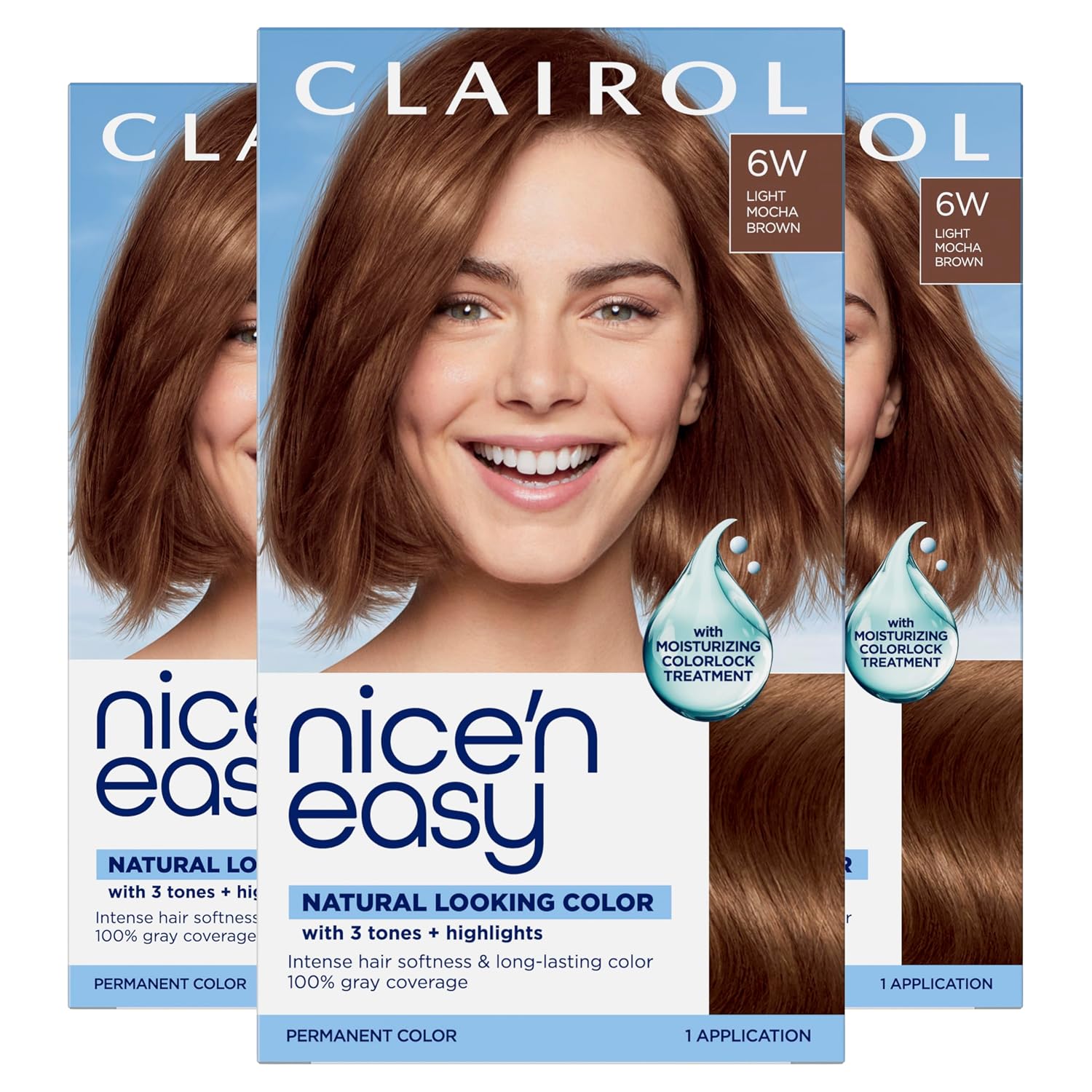Clairol Nice'n Easy Permanent Hair Dye, 6A Light Ash Brown | Pack of 3