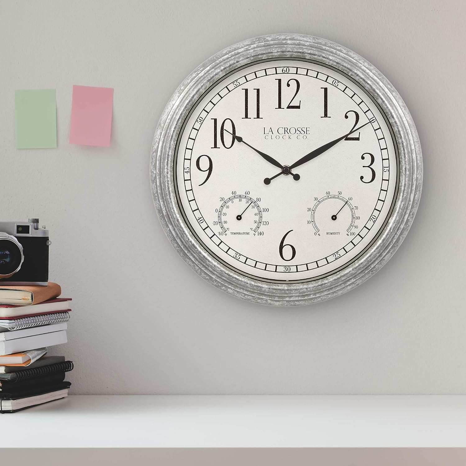 La Crosse Clock 433-3236 14-inch Silas Indoor/Outdoor Galvanized Analog Quartz Wall Clock