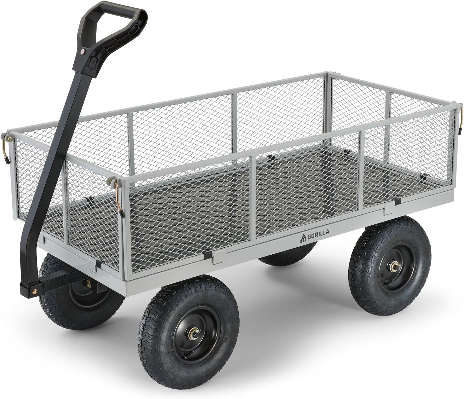 Gorilla Carts 800-Pound Capacity Heavy Duty Steel Mesh Versatile Utility Garden Wagon with Easy Grip Handle for Outdoor Hauling, Red, Model GOR800-COM | 800-lb Capacity Steel Utility Garden Cart for Homeowners and Contractors Hauling Firewood, Bricks and…