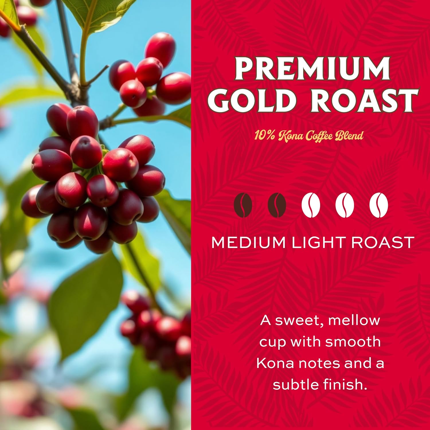 Lion Coffee 24K Gold Roast 100% Kona Ground Coffee, Medium-Light Roast, A Taste of Aloha - 7 Ounce Bag