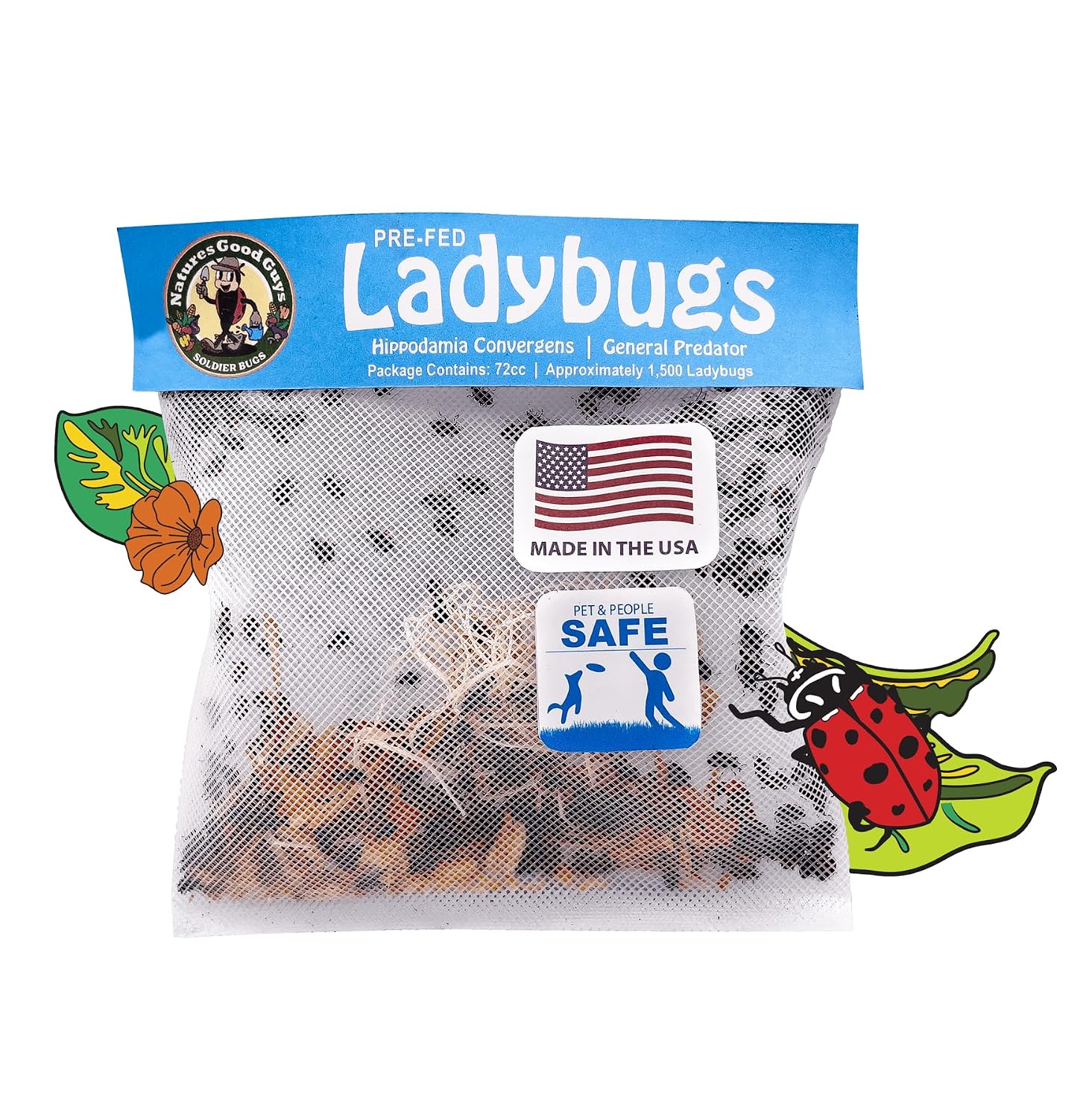 General Predator Garden Pack 1,500 Ladybugs Plus 1,000 Lacewing Eggs Plus 5 Million Hb/Sc/Sf Nematodes