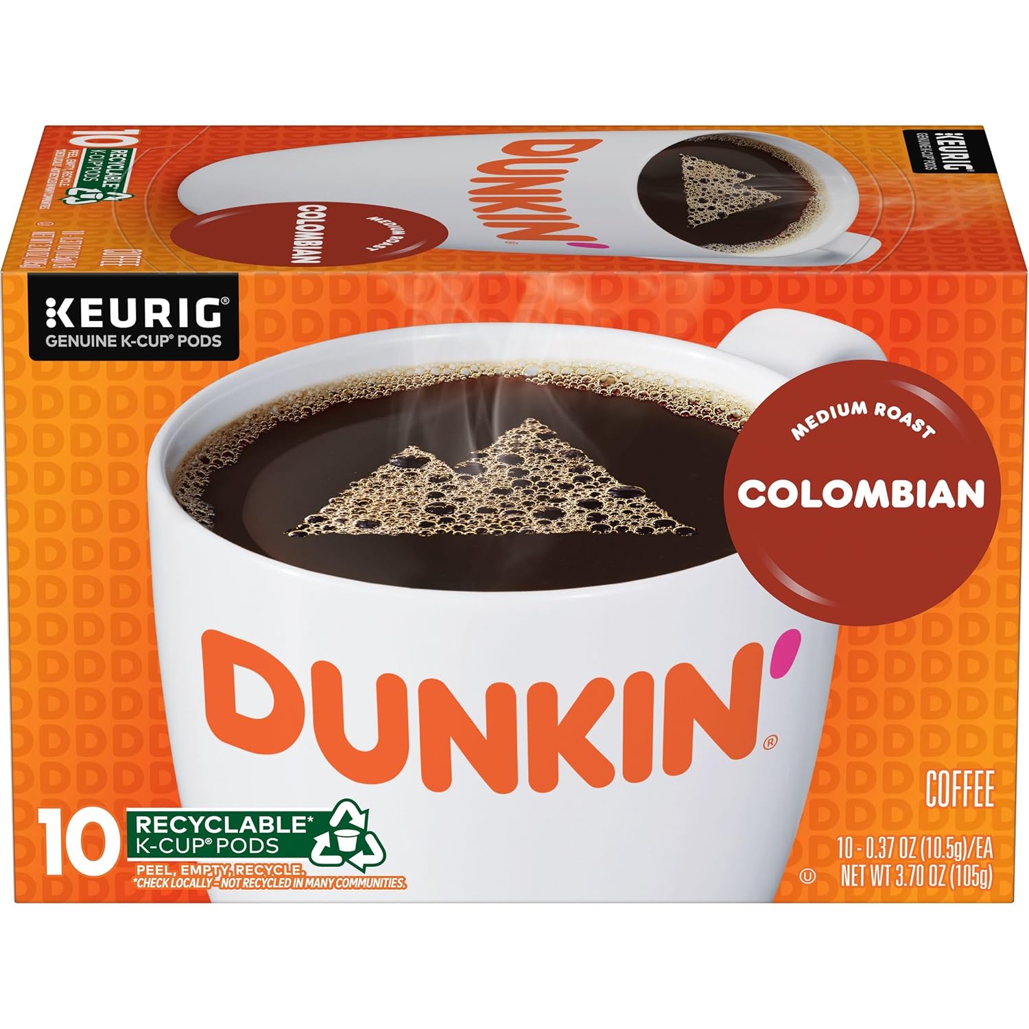 Dunkin’ Original Blend Medium Roast Coffee, Keurig K-Cup Pods, 10 Count Box