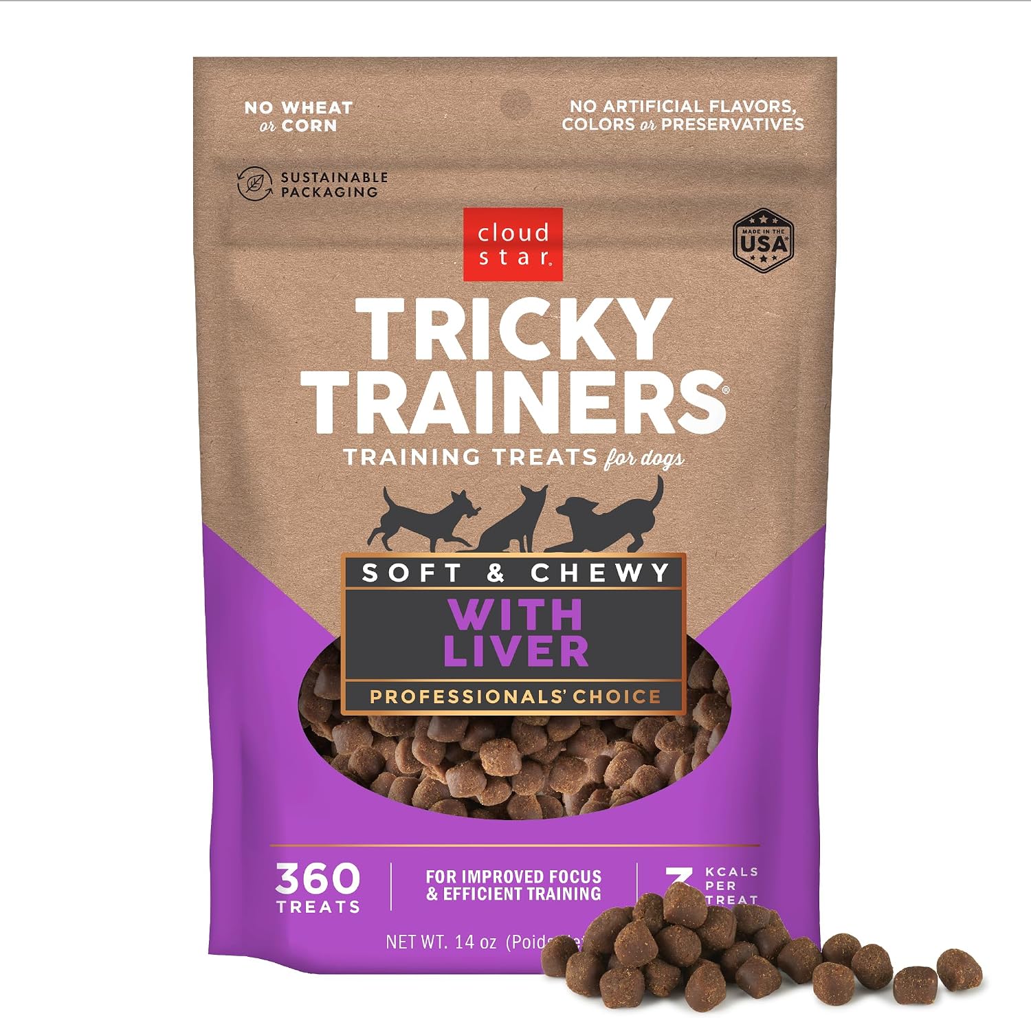 Cloud Star Tricky Trainers Chewy Dog Treats – Whole Grain Soft for Adult & Puppy