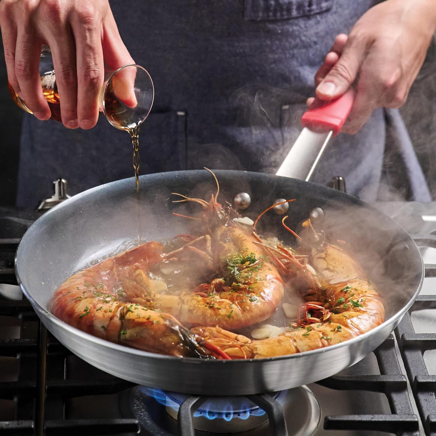 Tramontina Professional 8-Inch Non Stick Small Frying Pan | Heavy-Gauge Aluminum Skillet with Reinforced Nonstick Coating, Red Handle, Dishwasher and Oven Safe, Made in Brazil
