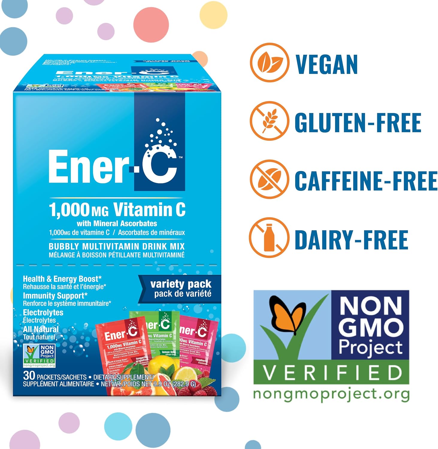 Ener-C Multivitamin Drink Mix, Healthy Energy - Variety Pack, 60 Count | Vitamin Packets for Water, Electrolytes Powder Packets, Vitamin Drink Mix