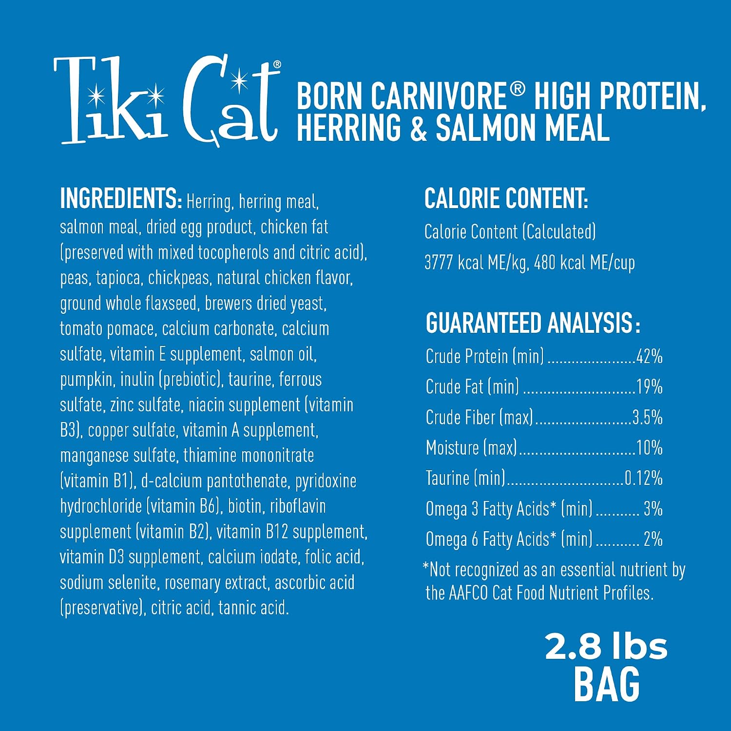 Tiki Cat Born Carnivore Dry Cat Food, Deboned Chicken & Egg, 2.8 lbs. Bag