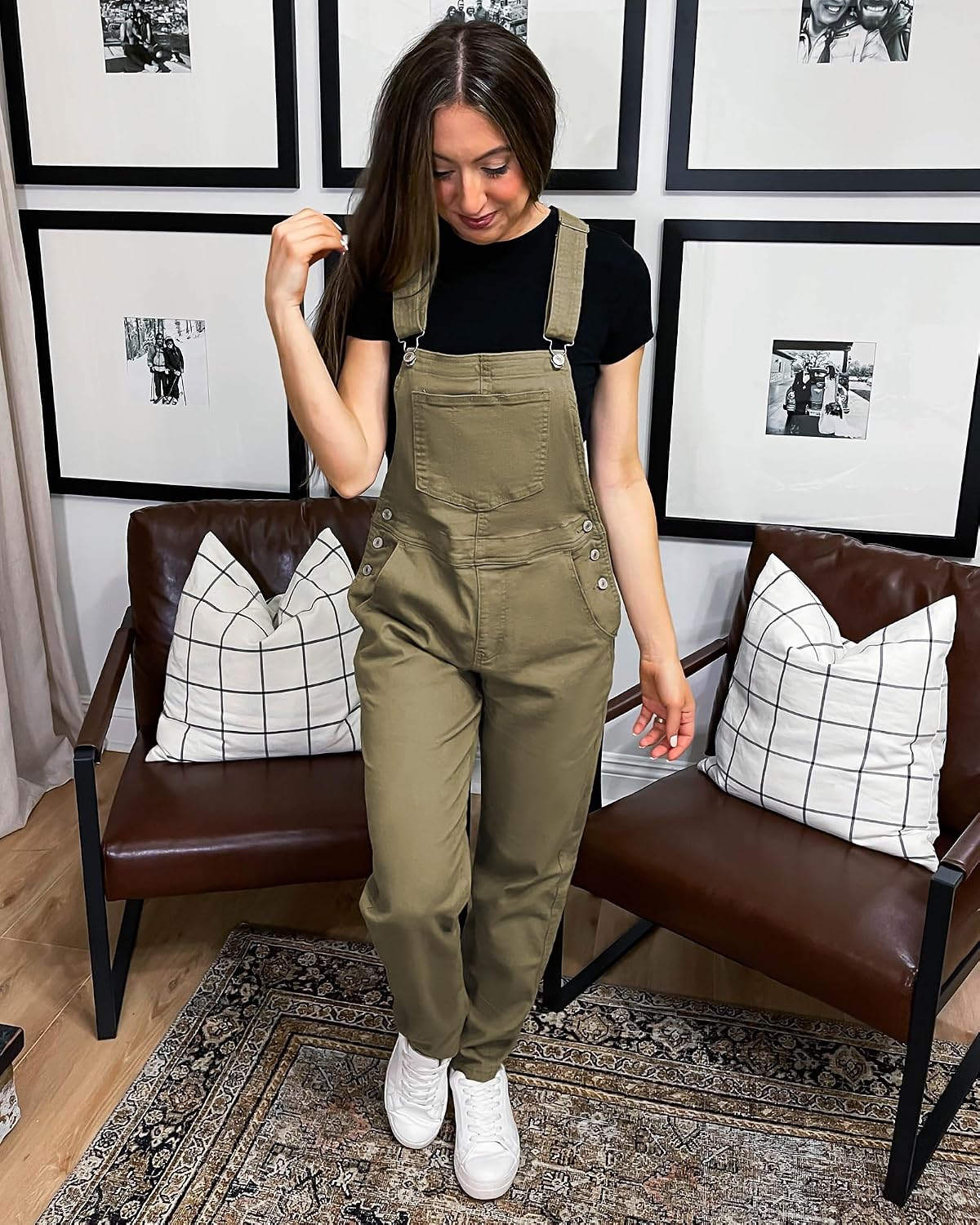 LookbookStore Denim Overalls for Women Dressy Stretch Bib Jean Jumpsuits