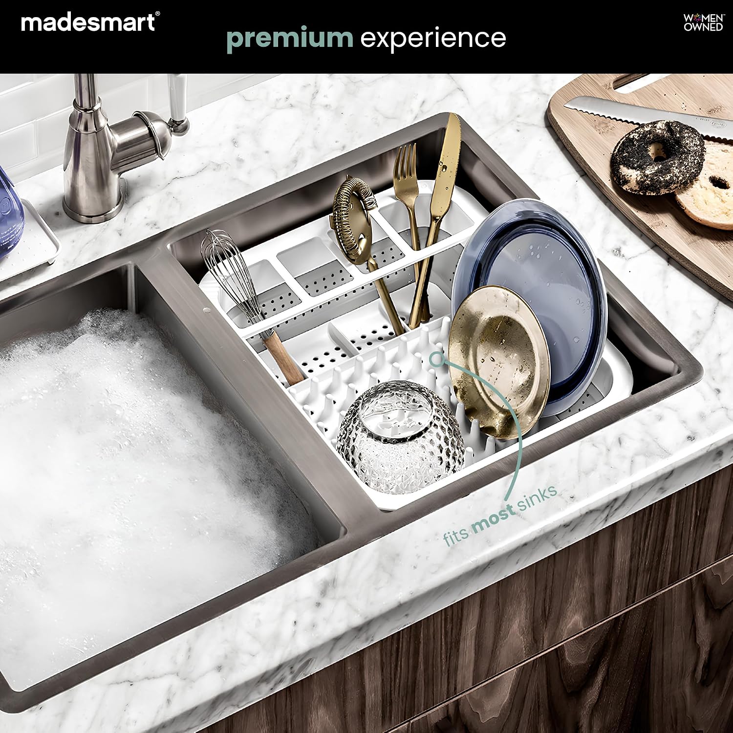 madesmart Sink Collapsible Dish Rack, White