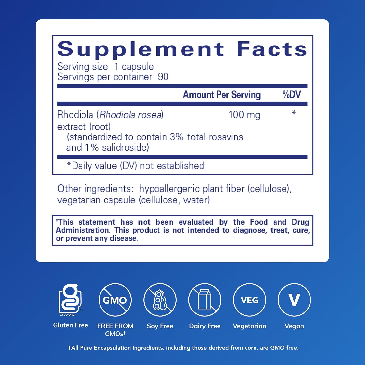 Pure Encapsulations Rhodiola Rosea - for Occasional Stress, Endurance & Fatigue Relief* - with Adaptogens - Gluten Free & Vegan - 90 Capsules | Hypoallergenic Supplement to Moderate Occasional Physical Stress and Discomfort*