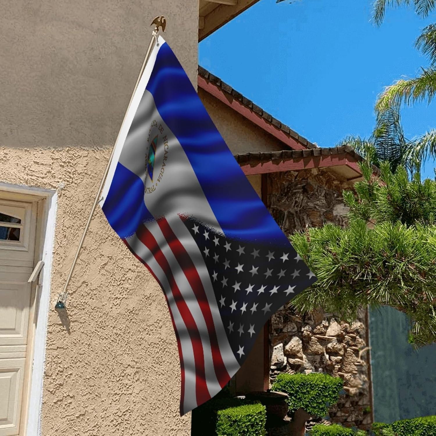 Nicaraguan Nicaragua And American Usa Flag 2x3 Ft Flags Double-Sided Printing Outdoor Indoor Decoration Country Flag 2x3 Foot Polyester Banner